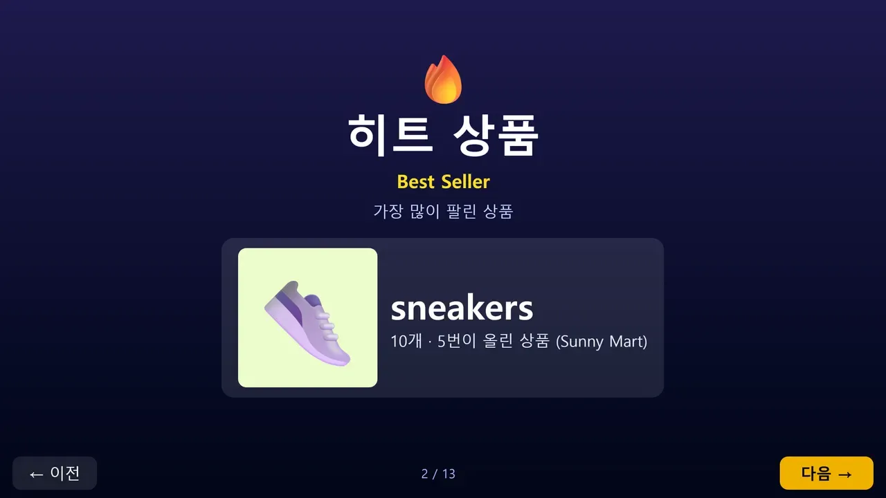 영어 마켓놀이 실제 화면